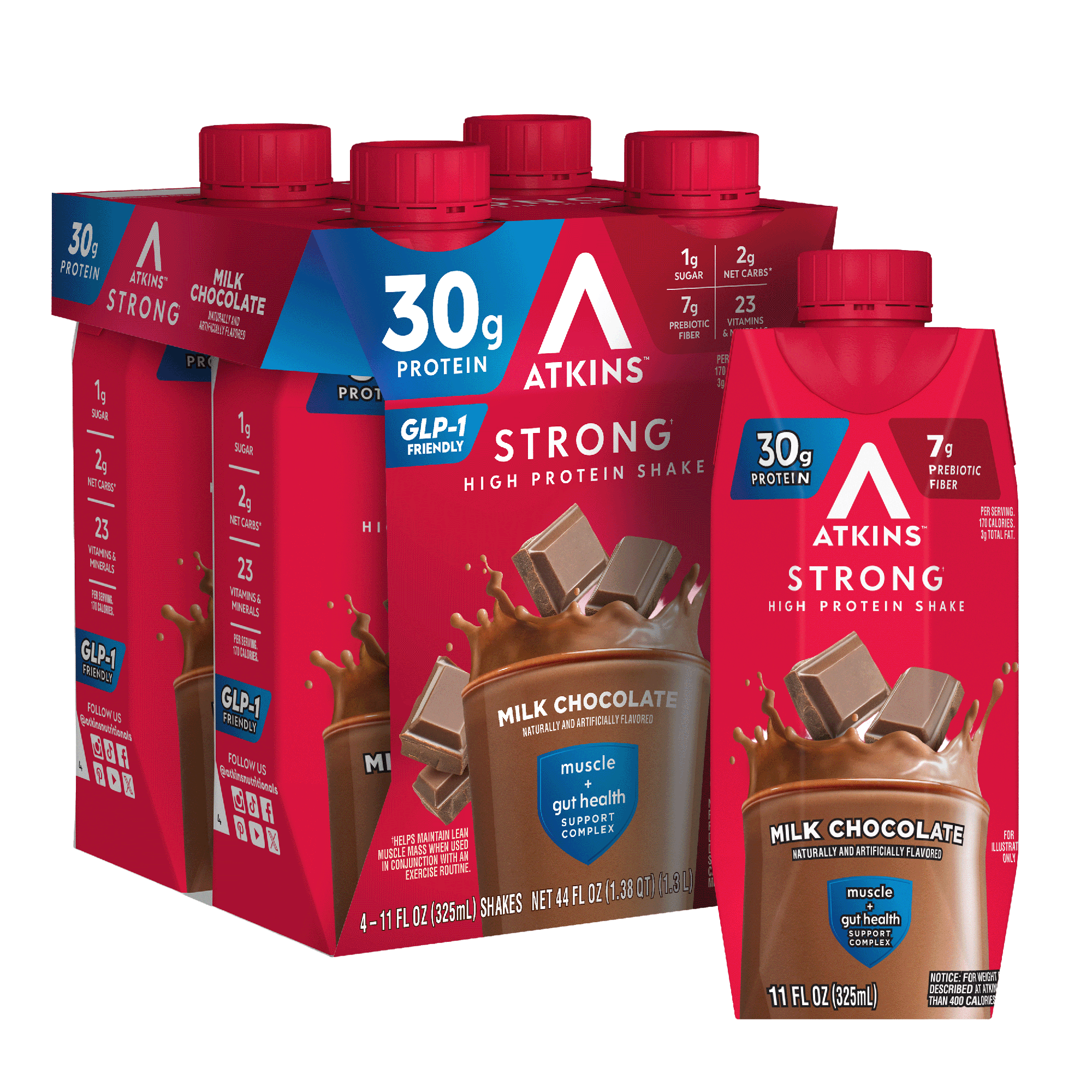 Atkins Strong Milk Chocolate High Protein Shake 30g