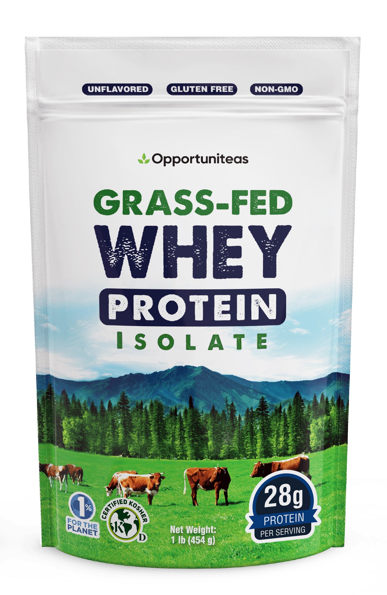 Opportuniteas Grass-Fed Whey Protein Isolate Unflavored 1lb