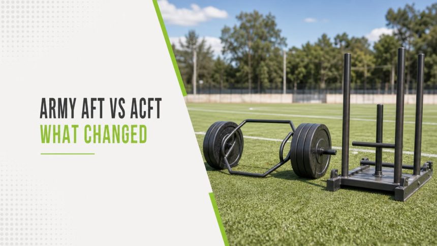 Loaded hex bar and a push sled resting side by side on artificial turf at an outdoor training field